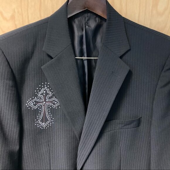 LONDON Styled Blazer Sports Coat Dolce & Gabbana  Inspired Sparkly Cross Details - Picture 3 of 9